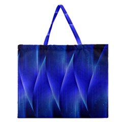 Audio Sound Soundwaves Art Blue Zipper Large Tote Bag by Alisyart