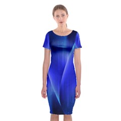 Audio Sound Soundwaves Art Blue Classic Short Sleeve Midi Dress