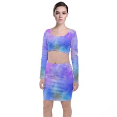 Background Abstract Purple Watercolor Top And Skirt Sets