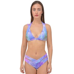 Background Abstract Purple Watercolor Double Strap Halter Bikini Set