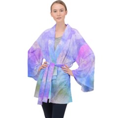 Background Abstract Purple Watercolor Velvet Kimono Robe