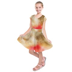 Abstract Space Watercolor Kids  Short Sleeve Dress