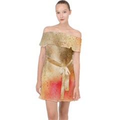 Abstract Space Watercolor Off Shoulder Chiffon Dress