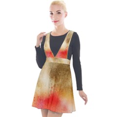 Abstract Space Watercolor Plunge Pinafore Velour Dress