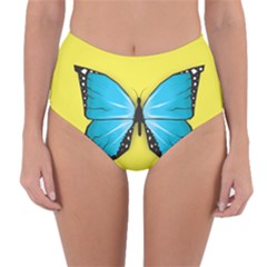 Butterfly Blue Insect Reversible High-waist Bikini Bottoms