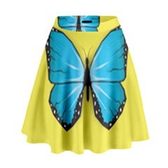 Butterfly Blue Insect High Waist Skirt