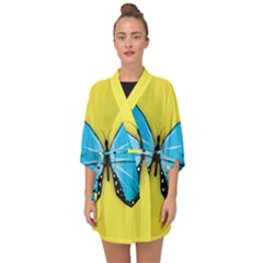 Butterfly Blue Insect Half Sleeve Chiffon Kimono