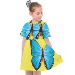 Butterfly Blue Insect Kids  Sailor Dress by Alisyart