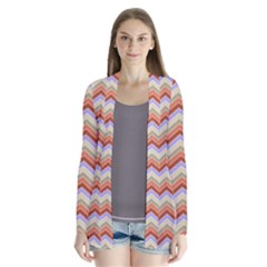 Chevron Pattern Drape Collar Cardigan