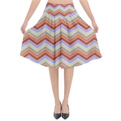 Chevron Pattern Flared Midi Skirt