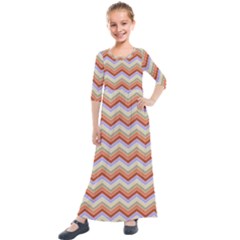 Chevron Pattern Kids  Quarter Sleeve Maxi Dress by Alisyart