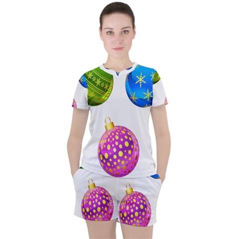 Christmas Ornaments Ball Women s Tee And Shorts Set by Alisyart