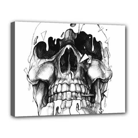 Black Skull Canvas 14  X 11  (stretched)