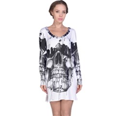 Black Skull Long Sleeve Nightdress by Alisyart