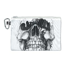 Black Skull Canvas Cosmetic Bag (large)