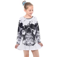Black Skull Kids  Long Sleeve Dress by Alisyart
