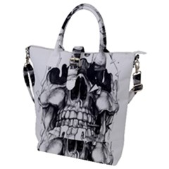 Black Skull Buckle Top Tote Bag by Alisyart