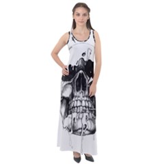 Black Skull Sleeveless Velour Maxi Dress by Alisyart