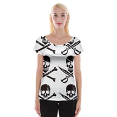 Bone Skull Cap Sleeve Top by Alisyart