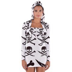 Bone Skull Long Sleeve Hooded T-shirt by Alisyart