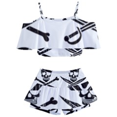 Bone Skull Kids  Off Shoulder Skirt Bikini by Alisyart