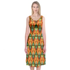 Background Triangle Abstract Golden Midi Sleeveless Dress