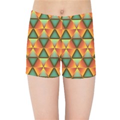 Background Triangle Abstract Golden Kids  Sports Shorts by Alisyart