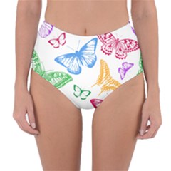 Butterfly Rainbow Reversible High-waist Bikini Bottoms by Alisyart