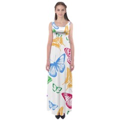 Butterfly Rainbow Empire Waist Maxi Dress