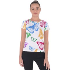 Butterfly Rainbow Short Sleeve Sports Top 