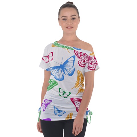 Butterfly Rainbow Tie-up Tee by Alisyart