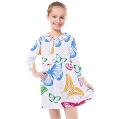 Butterfly Rainbow Kids  Quarter Sleeve Shirt Dress