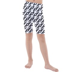Diagonal Stripe Pattern Kids  Mid Length Swim Shorts