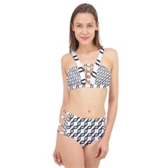 Diagonal Stripe Pattern Cage Up Bikini Set