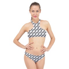 Diagonal Stripe Pattern High Neck Bikini Set by Alisyart