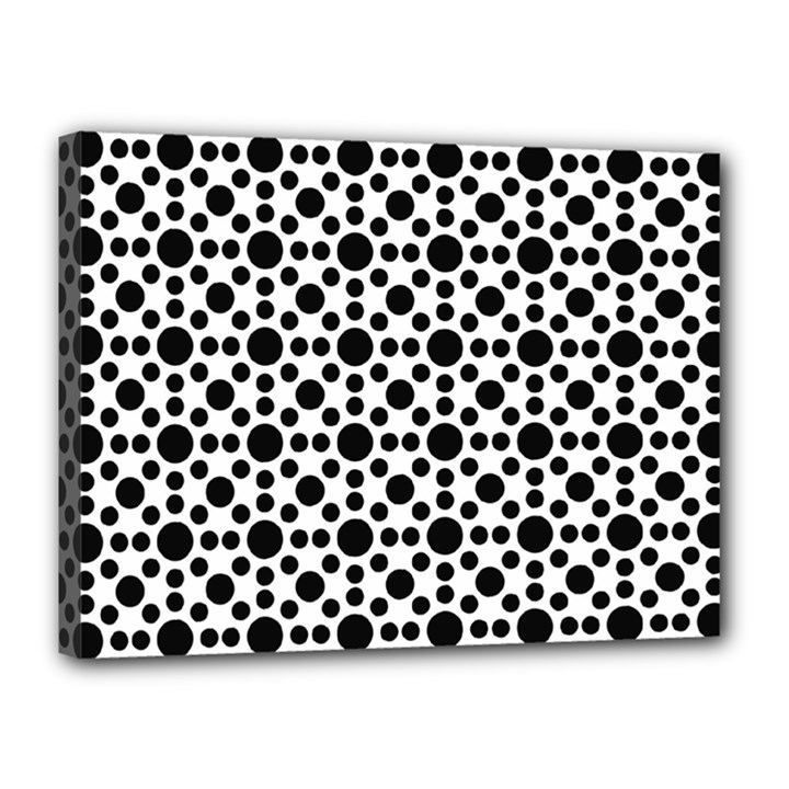 Dot Circle Black Canvas 16  x 12  (Stretched)