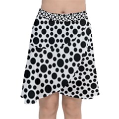 Dot Circle Black Chiffon Wrap Front Skirt