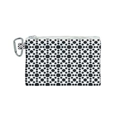 Dot Circle Black Canvas Cosmetic Bag (small)