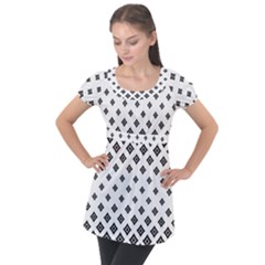Concentric Halftone Wallpaper Puff Sleeve Tunic Top by Alisyart