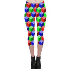 Colorful Prismatic Rainbow Capri Leggings 