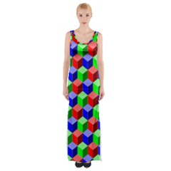 Colorful Prismatic Rainbow Maxi Thigh Split Dress