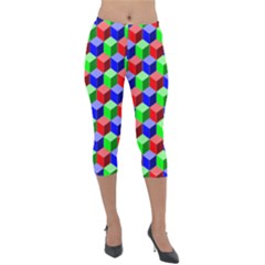 Colorful Prismatic Rainbow Lightweight Velour Capri Leggings  by Alisyart