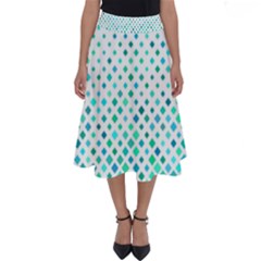 Diagonal Square Cyan Element Perfect Length Midi Skirt