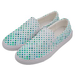 Diagonal Square Cyan Element Men s Canvas Slip Ons by Alisyart