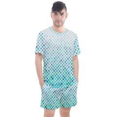 Diagonal Square Cyan Element Men s Mesh Tee And Shorts Set