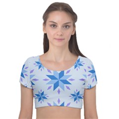 Dutch Star Snowflake Holland Velvet Short Sleeve Crop Top  by Alisyart