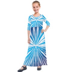 Color Blue Background Structure Kids  Quarter Sleeve Maxi Dress by Alisyart
