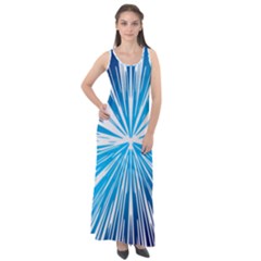 Color Blue Background Structure Sleeveless Velour Maxi Dress