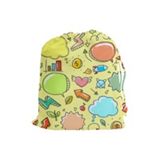 Cute Sketch Child Graphic Funny Drawstring Pouch (large) by Alisyart