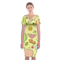 Cute Sketch Child Graphic Funny Classic Short Sleeve Midi Dress